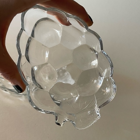 Vintage 5” Crystal grapes small charcuterie fruit serving clear dishes set of 2 - Picture 3 of 8